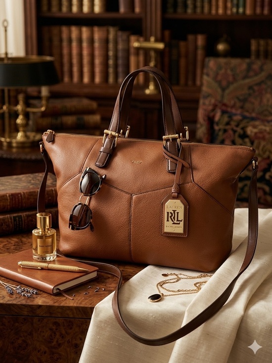 Lauren Ralph Lauren Handbags - Lauren Ralph Lauren Large Chestnut Brown Luxury Leather Tote | Gold Hardware
